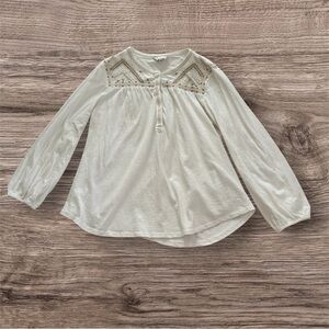 Lucky Brand Cream Long Sleeve Blouse